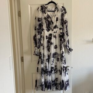 Endless Rose Black & White Floral Ruffle Tiered Maxi Dress